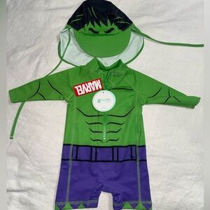 Cuddle club baby swimsuit rashguard Marvel Hulk 0-3 months one piece inf…